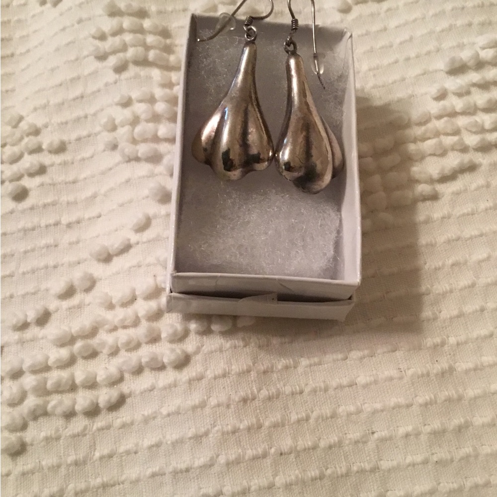 Sterling teardrop fluted earrings 921 - Picture 4 of 4
